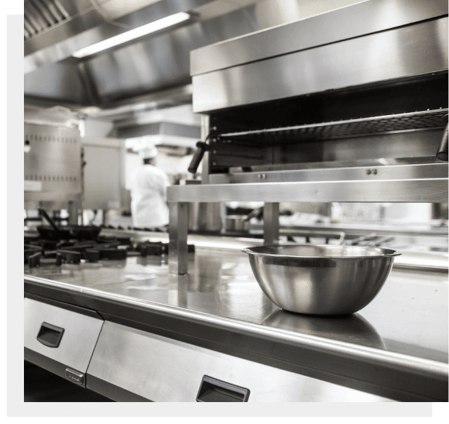 A kitchen with a bowl on the counter